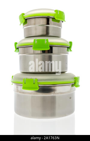https://l450v.alamy.com/450v/2a1763n/a-collection-of-round-stainless-steel-containers-used-for-food-storage-with-locking-covers-that-may-be-taken-for-lunch-2a1763n.jpg