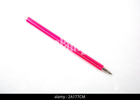 Pink pen on white background Stock Photo