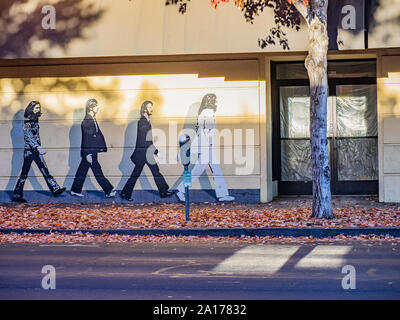 A Beatles mural that resembles the image on the cover of their Abbey ...