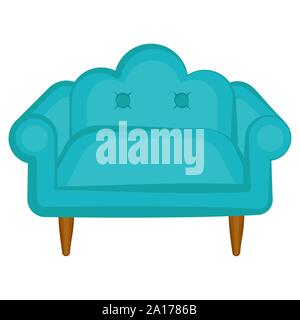 Isolated blue elegant sofa on a white background - Vector Stock Vector