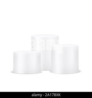 White winners podium. The podium for the top 3. Pedestal in studio isolated on white background Stock Vector
