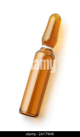 Top view of brown injection ampule isolated on white Stock Photo