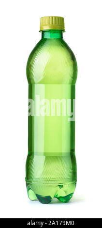 Front view of green tea bottle isolated on white Stock Photo