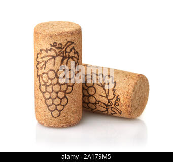 Two natural wine cork isolated on white Stock Photo