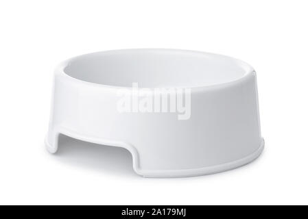 White empty pets bowl isolated on white Stock Photo