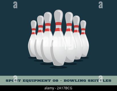 Vector bowling skittles icon. Game equipment. Professional sport, classic skittle for official competitions and tournaments. Isolated illustration. Stock Vector
