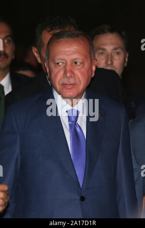 September 21, 2019, New York, NY, USA: September 21, 2019:  Turkish President Recep Tayip Erdogan arrived at the Peninsula Hotel. ..NY DAILIES AND THEIR  RESPECTIVE WEBSITES OUT! (Credit Image: © Dan Herrick/ZUMA Wire) Stock Photo