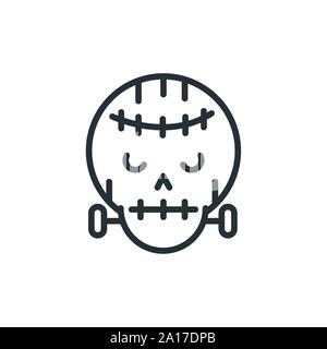 frankenstein skull trick or treat happy halloween vector illustration line style Stock Vector