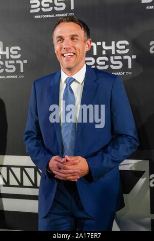 MILAN, ITALY - SEPTEMBER 23: Phil Neville the head coach of the England Women's national team on the green carpet during The Best FIFA Football Awards Stock Photo