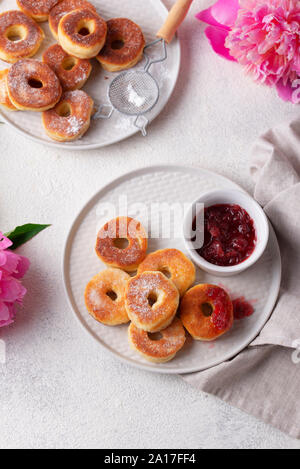 Homemade donuts with rose jam Stock Photo