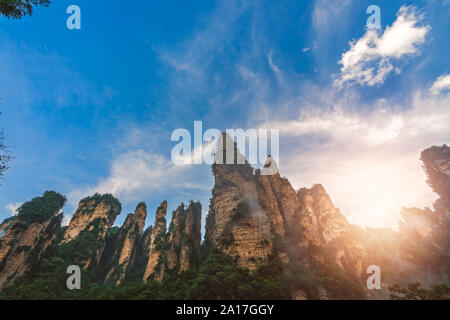 The Gathering of Heavenly Soldiers scenic rock formations, Avatar mountains nature park, Zhangjiajie, Hunan Province, China Stock Photo