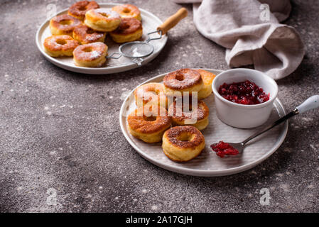 Homemade donuts with rose jam Stock Photo