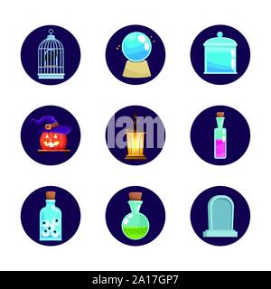 bundle of halloween set icons Stock Vector