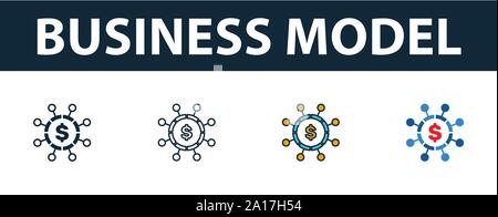 Business Model icon set. Premium symbol in different styles from fintech technology icons collection. Creative business model icon filled, outline Stock Vector