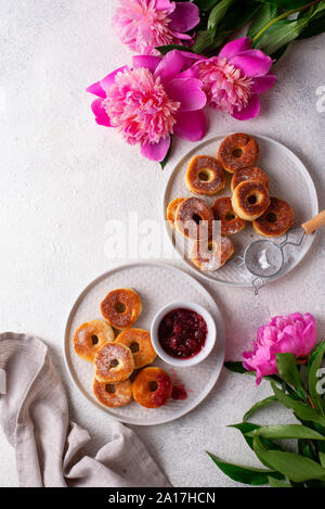Homemade donuts with rose jam Stock Photo