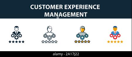 Customer Experience Management icon set. Premium symbol in diferent styles from crm icons collection. Creative customer experience management icon Stock Vector