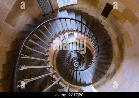 Saint Clement des Baleines, France - May 09, 2019: Spiral staircase of the Phare de Baleines lighthouse on the Ile de Re island, France Stock Photo