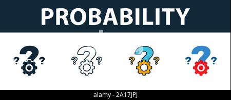 Probability icon set. Premium symbol in diferent styles from crm icons collection. Creative probability icon filled, outline, colored and flat symbols Stock Vector