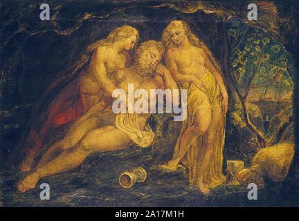 Lot and His Daughters, by William Blake, c. 1800 Stock Photo