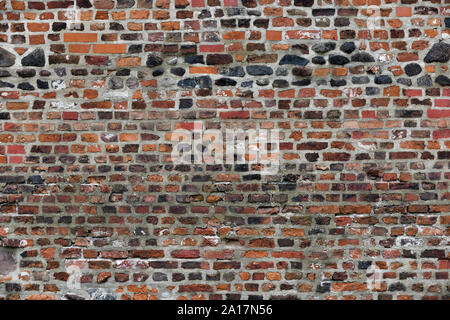 Old Red Brick Wall with Lots of Texture and Color. Stock Photo