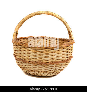 Empty wooden wicker basket Stock Photo