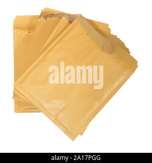 Stack of padded mailing envelopes isolated Stock Photo