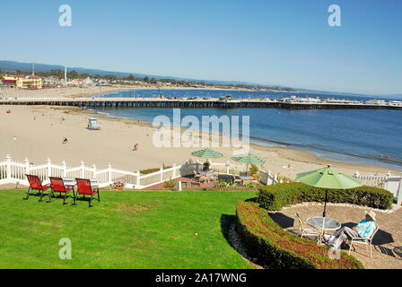 Grounds of Sea and Sand Inn above Cowell Beach in the City of