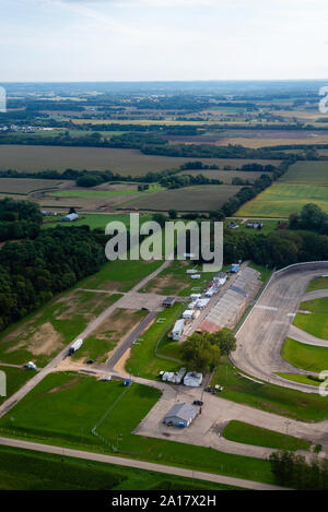 Aerial view of Madison International Speedway and rural Dane County, Wisconsin. Stock Photo