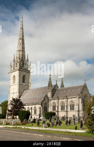 St Margaret's gothic style Church aka the Marble Church in Bodelwyddan, lower Vale of Clwyd, Denbighshire,North Wales, Stock Photo