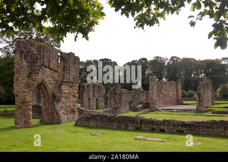 Basingwerk Abbey (Abaty Dinas Basing) in Greenfield Heritage Park, Holywell, Flintshire, North Wales Stock Photo