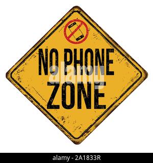 No phone zone vintage rusty metal sign on a white background, vector illustration Stock Vector