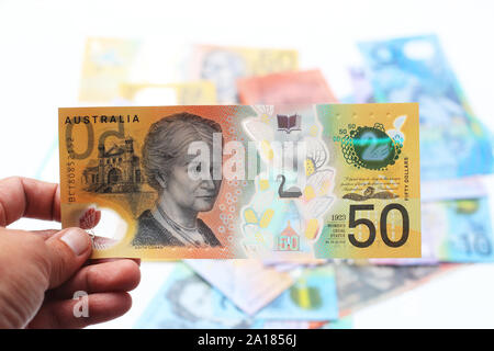 Fifty Australian dollars, $50 currency note Stock Photo