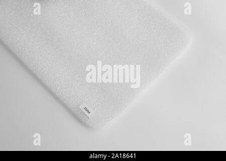 Closed up Shockproof material Polyethelene foam on white background. Stock Photo