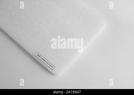 Closed up Shockproof material Polyethelene foam on white background. Stock Photo