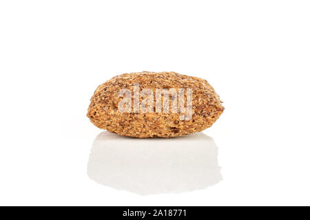 One whole crispy brown cereal pillow isolated on white background Stock Photo