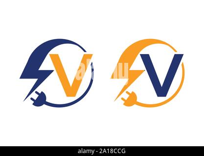 Electrical sign with the letter,  Electricity Logo, electric logo and icon Vector design Template.Lightning Icon in Vector. Lightning Logo Stock Vector