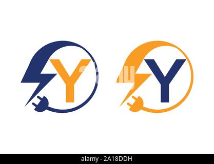 Electrical sign with the letter,  Electricity Logo, electric logo and icon Vector design Template.Lightning Icon in Vector. Lightning Logo Stock Vector
