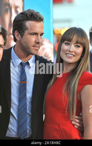 LOS ANGELES, CA. August 01, 2011: Ryan Reynolds & Olivia Wilde at the world premiere of their new movie The Change-Up at the Regency Village Theatre, Westwood. © 2011 Paul Smith / Featureflash Stock Photo