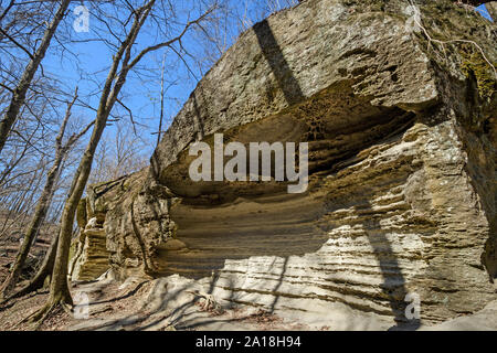 Dramatic Limestone Rocks in the Wilds of Devils Den State Park in Arkansas Stock Photo