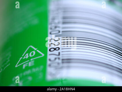 Close up of  Camera LensClose up of Bar code label on paper Stock Photo