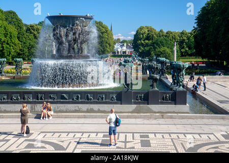 Fountain in Vigeland Park (Frogner Park) Stock Photo