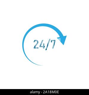 24-7, assistance, support, shopping icon. Vector illustration, flat design. Stock Vector