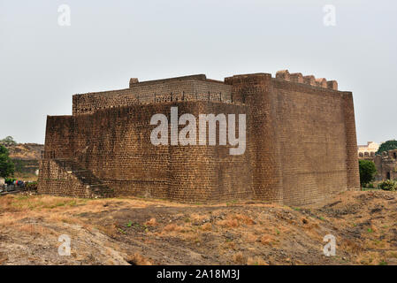 View of Gulbarga fortification built in 14th century, Karnataka, India. Stock Photo