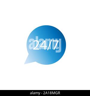 24-7, assistance, support, shopping icon. Vector illustration, flat design. Stock Vector