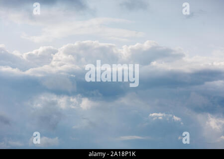 Thick beautiful clouds and clouds in the sky. Cloudy weather before the storm and rain Stock Photo