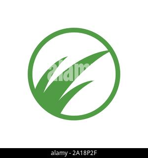 Green Grass Simple Abstract Vector Symbol Graphic Logo Design Template Stock Vector