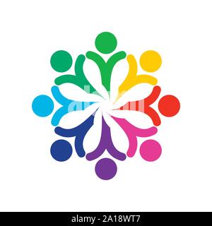 Happy Abstract People Figure Geometric Vector Symbol Graphic Logo Design Template Stock Vector