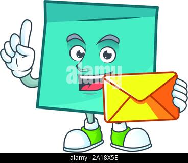 With envelope rectangle sticker paper character for company note Stock Vector