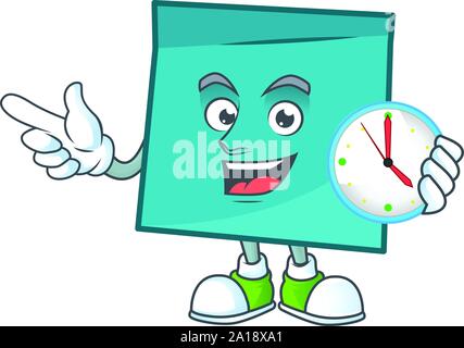 With clock rectangle sticker paper character for company note Stock Vector