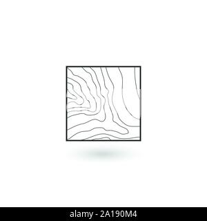 Square Tree rings round Geometric identity Logo Design icon with shadow. Wood product concept Logo. Stock Vector illustration isolated on white Stock Vector